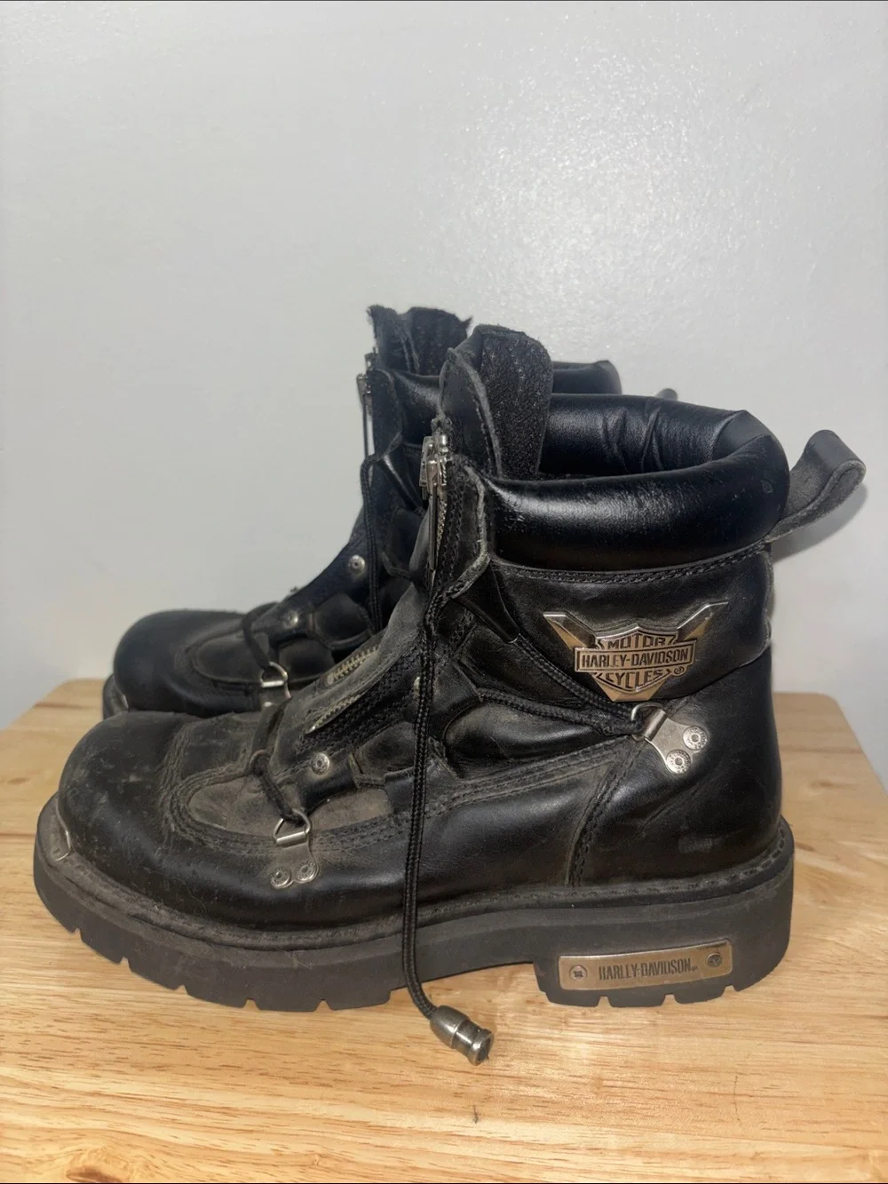 Harley-Davidson Black Leather Break Light Boots 91680 Riding Chunky Mens 9 1/2